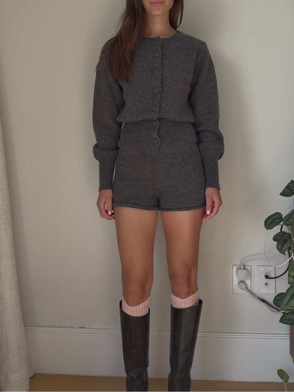 Revolve Knit Set in Charcoal Gray